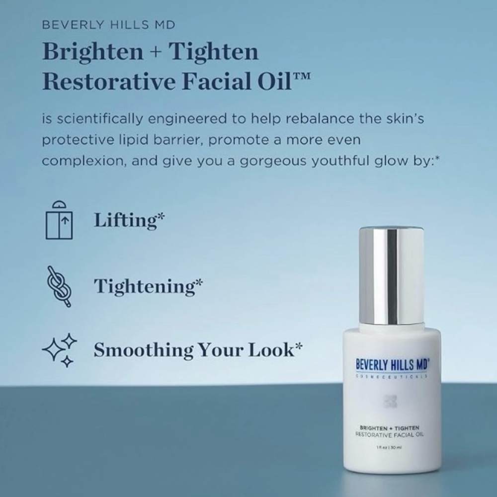 NIB Beverly Hills MD Brighten & Tighten Restorative Facial Oil-Full Sz-MSRP $92